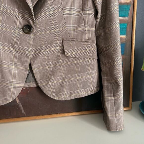Y2K Cue Brown Plaid Blazer 10 - Picture 4 of 16